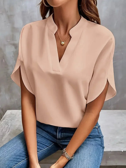 Blusa Donna Scollo a V Tessuto Fluido
