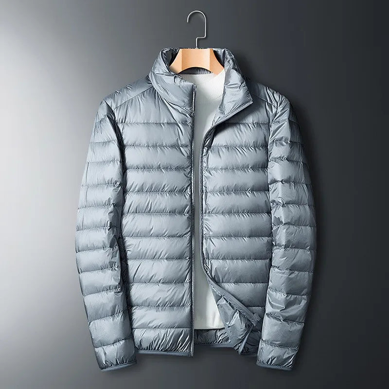 Giacca Uomo Imbottita Piuma Collo Alto Zip Intera