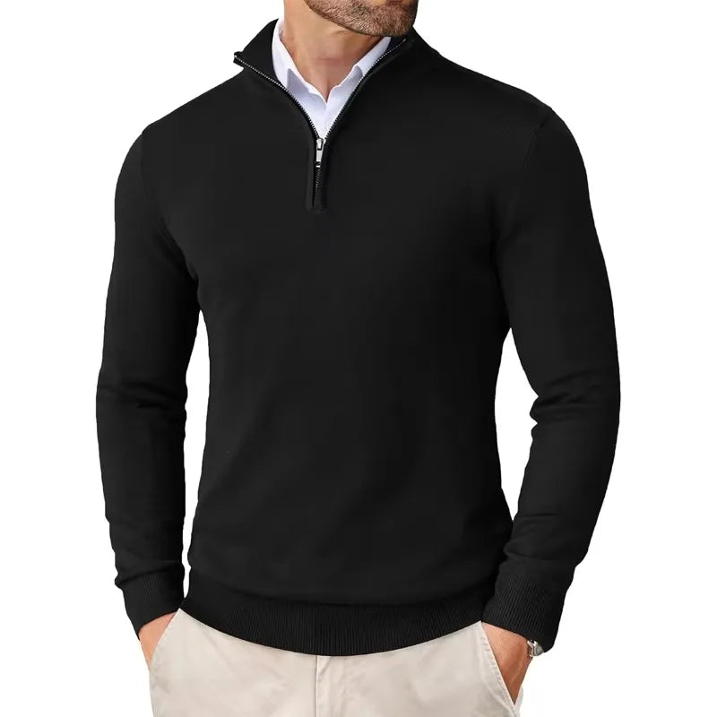 Maglione Uomo Zip Frontale Vestibilità Regolare