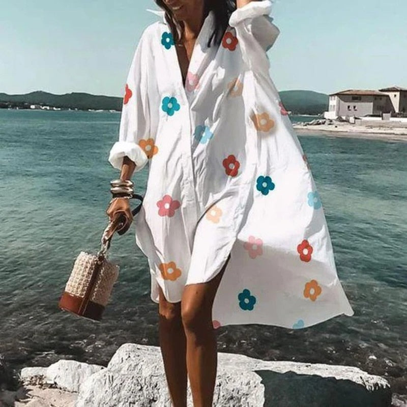Abito Lungo Donna Manica Lunga con Colletto