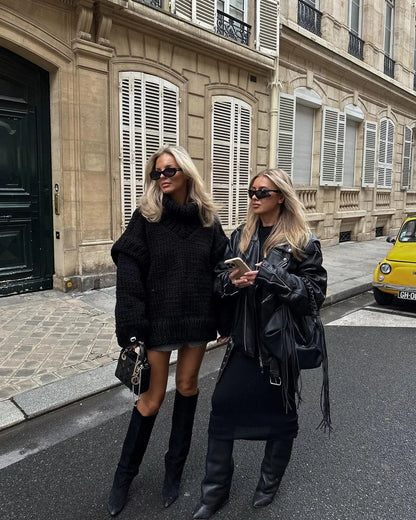 Maglione Donna Oversize Vestibilità Ampia Orlo Larga