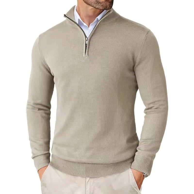 Maglione Uomo Zip Frontale Vestibilità Regolare