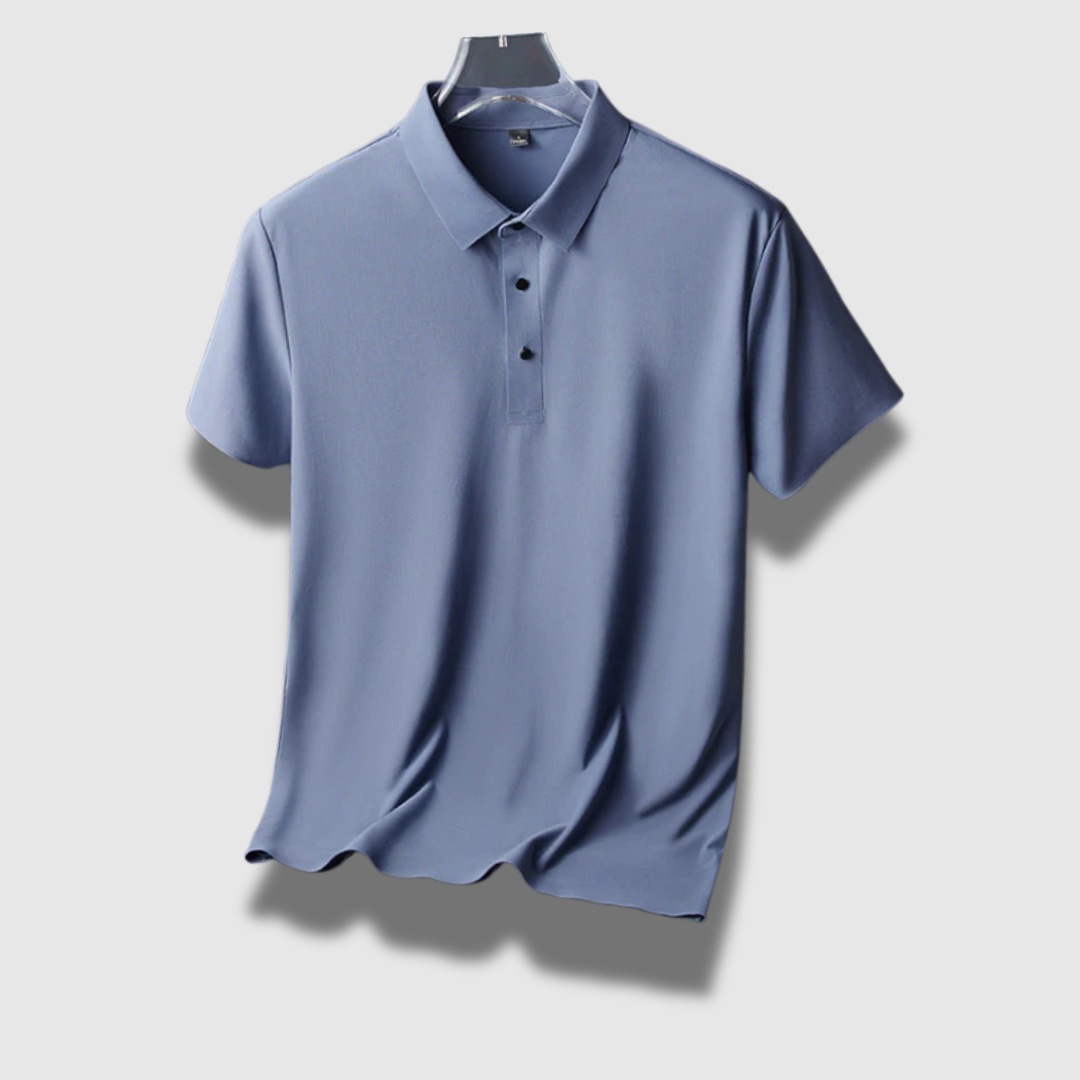 Sela | Polo Leggera Manica Lunga in Seta Colore blu