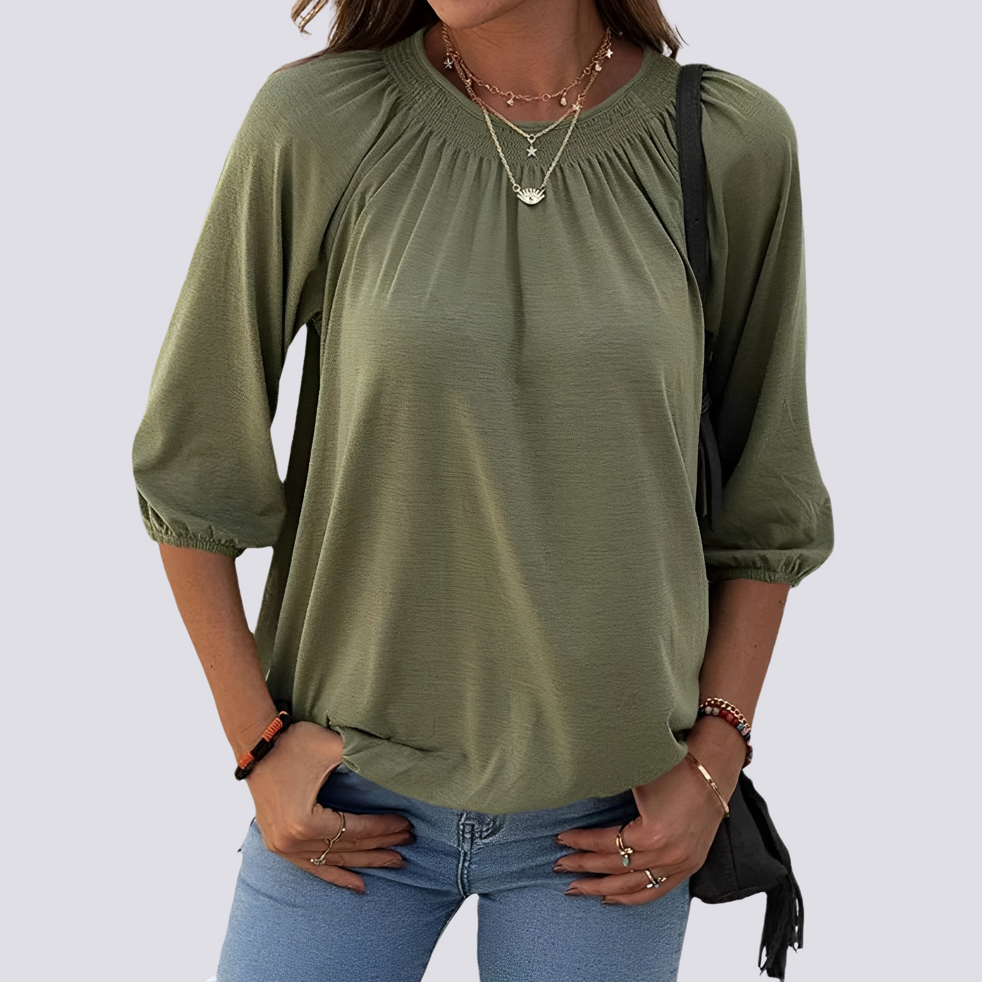 Camicia Donna Tessuto Morbido Girocollo Vestibilità Comoda - Brentozzi