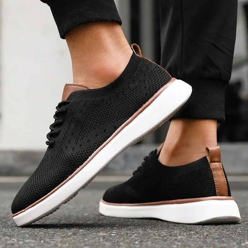 Sergio | Uomo Sneaker Mesh Maglia Stringata Low-Top Tab in Pelle 4