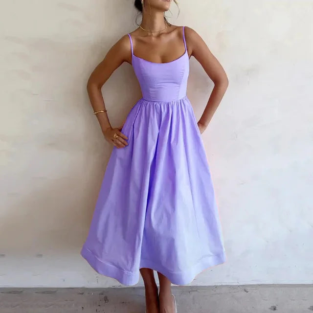 Abito Midi Donna A-Linea con Spalline Sottili