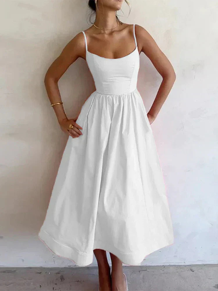 Abito Midi Donna A-Linea con Spalline Sottili