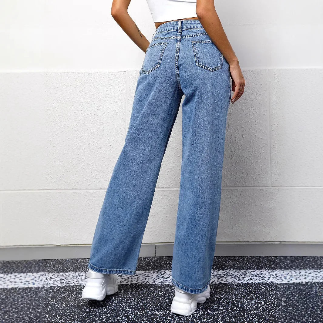 Jeans Donna Mom Vita Alta Taglio Dritto