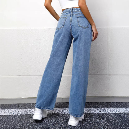 Jeans Donna Mom Vita Alta Taglio Dritto
