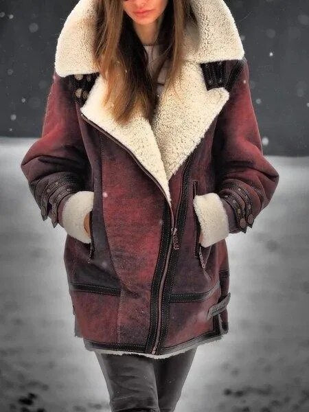Giacca Aviator Donna in Shearling Calda e Imbottita Invernale