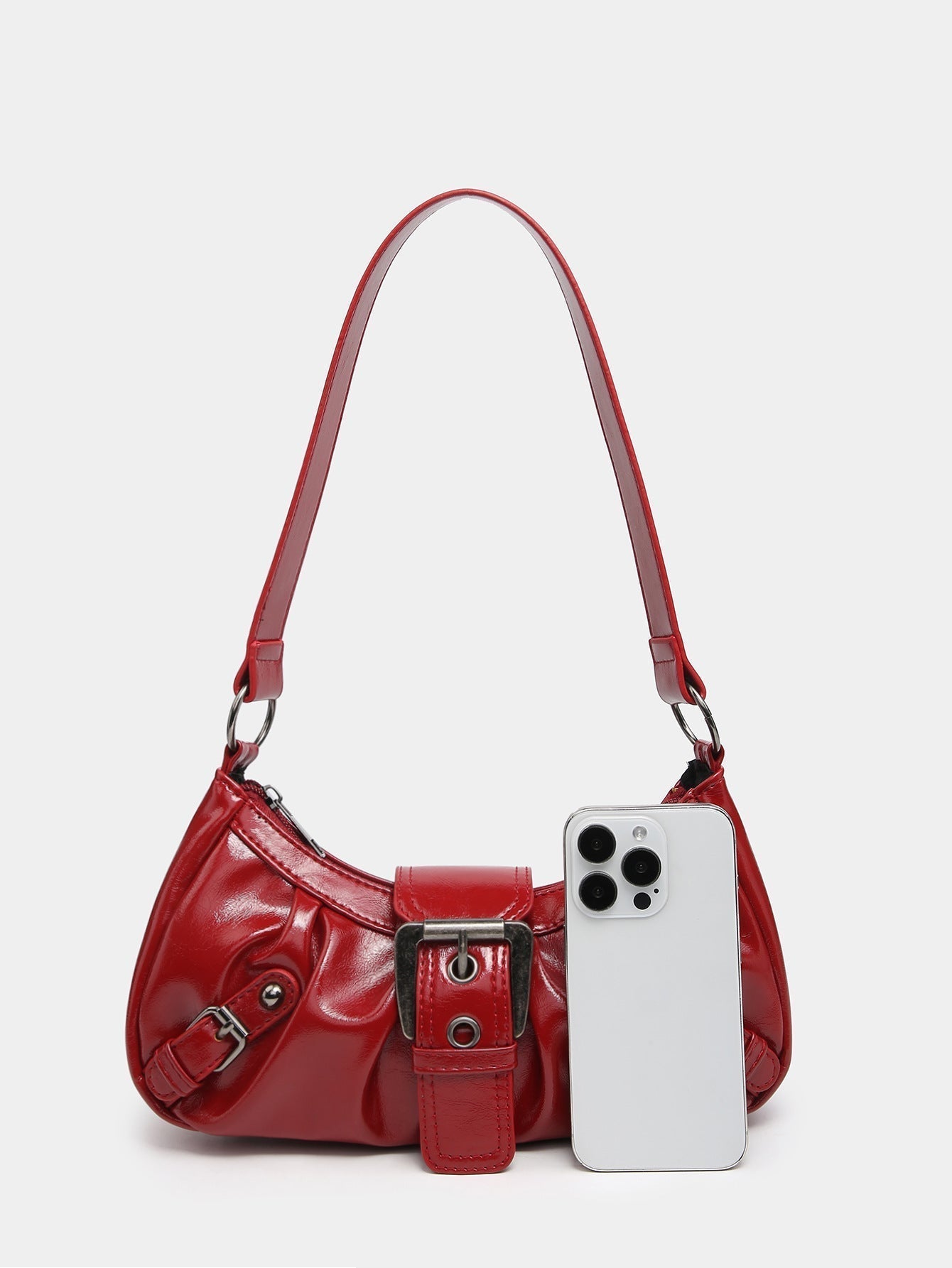 Borsa Hobo Donna in Ecopelle Vintage con Fibbia e Tracolla Regolabile