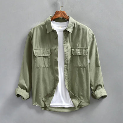 Camicia Uomo Manica Lunga con Tasche sul Petto