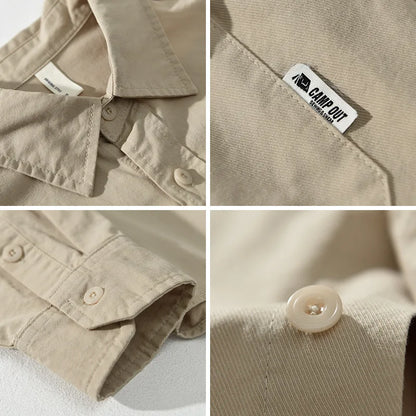 Camicia Uomo Manica Lunga con Tasche sul Petto