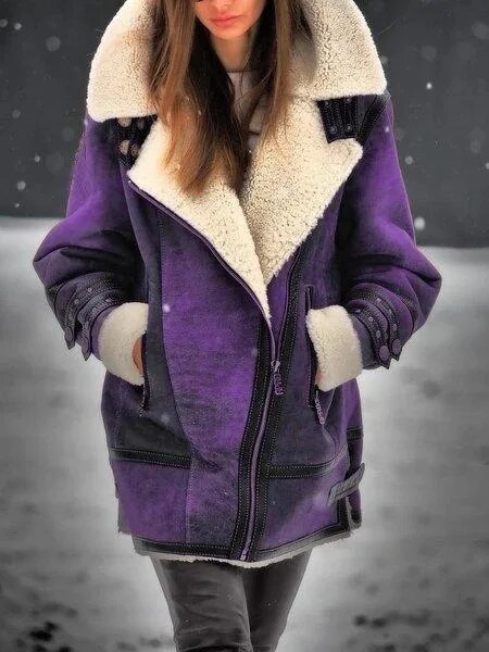Giacca Aviator Donna in Shearling Calda e Imbottita Invernale