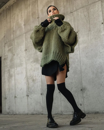 Maglione Donna Oversize Vestibilità Ampia Orlo Larga