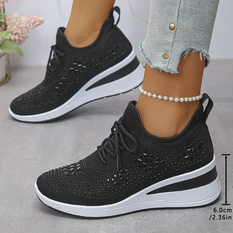 Sneaker Donna Ortopediche con Lacci e Strass