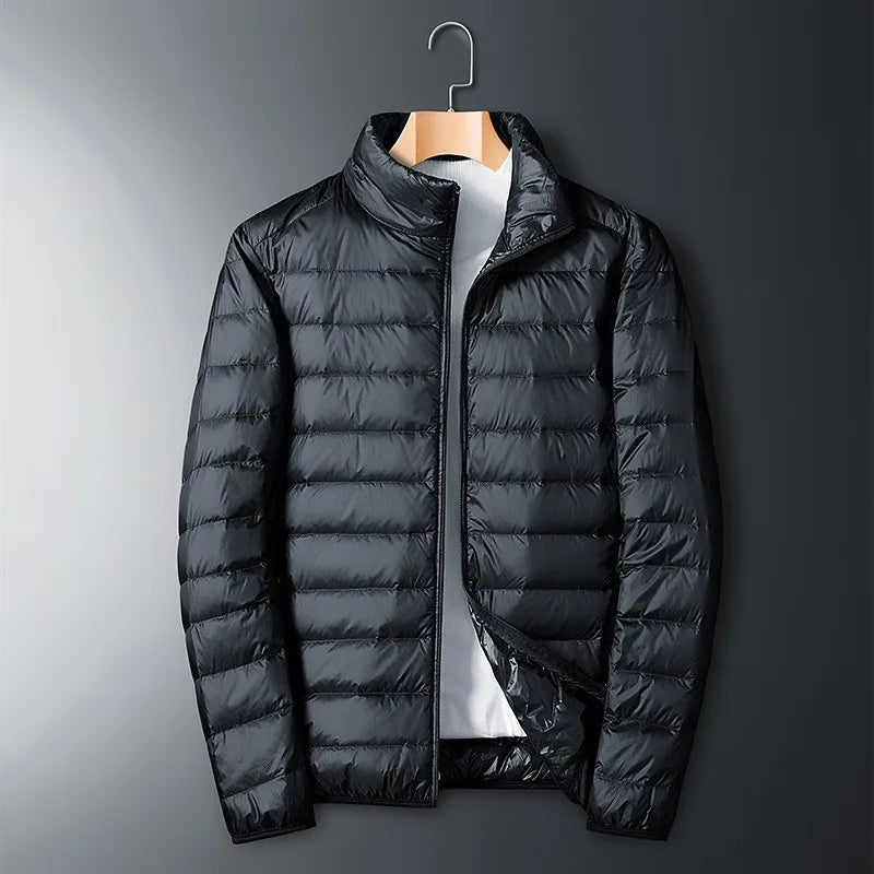 Giacca Uomo Imbottita Piuma Collo Alto Zip Intera