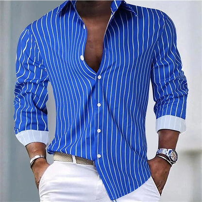 Camicia Uomo a Righe Tessuto Traspirante Slim Fit - Brentozzi
