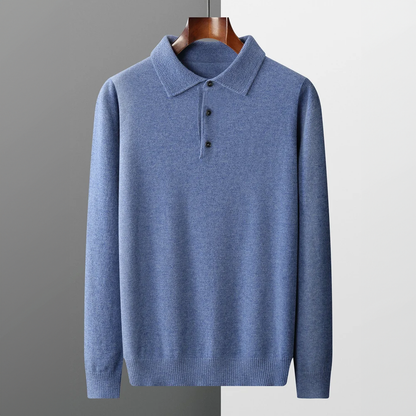Maglione Uomo in Maglia Collo Polo con Bottoni e Manica Lunga