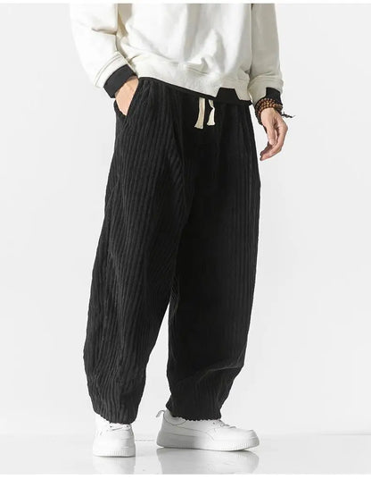 Pantaloni Jogging Uomo Maglia a Costine Vita Elastica Relaxed Fit