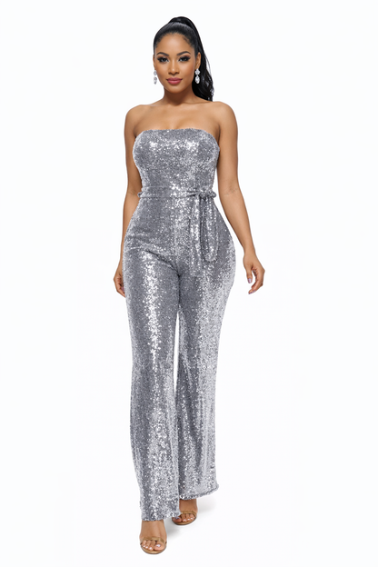 Tuta Donna Bustier con Pantaloni a Gamba Larga