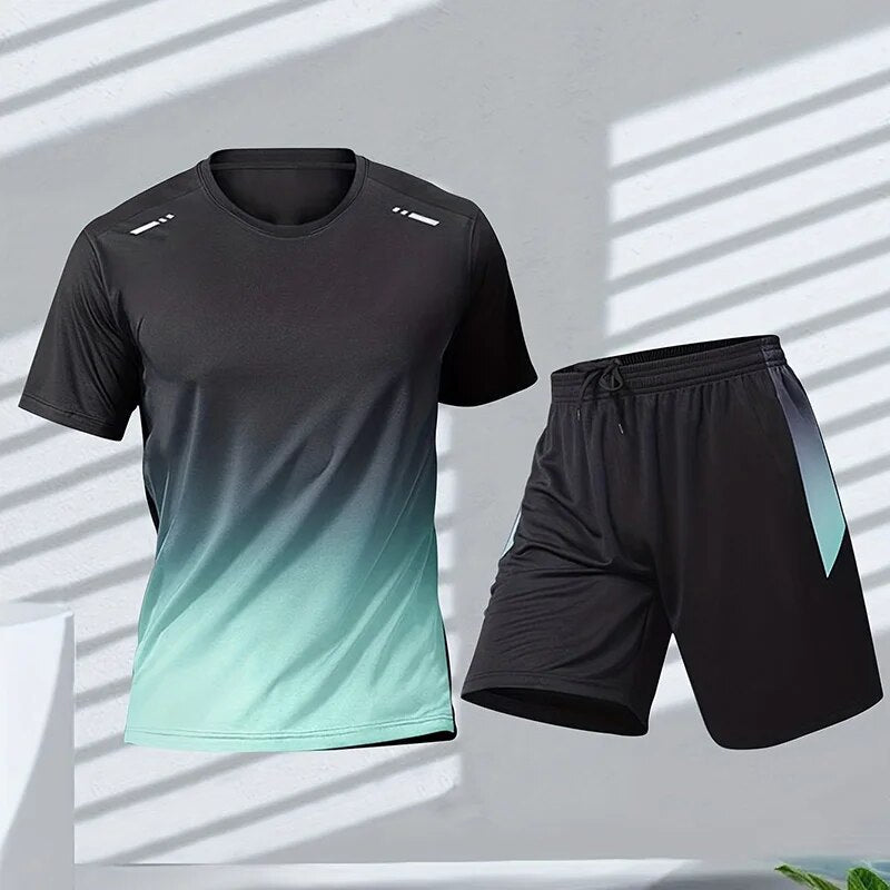 Completo Sportivo Uomo in Tessuto Traspirante Maglia e Pantaloncini
