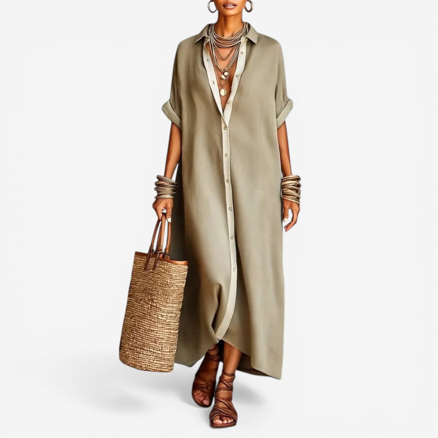 Abito Camicia Donna Lungo Cotone Oversize - Vesarelli