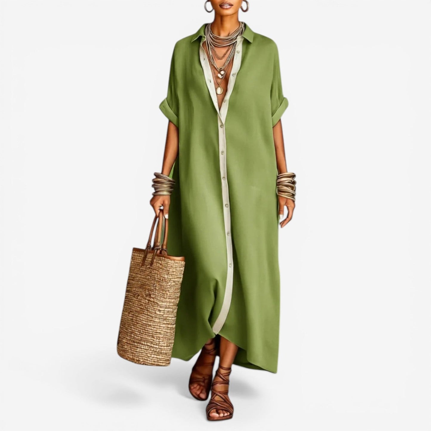 Sienna | Abito Camicia Donna Lungo Oversize Bordura Bottoni 2