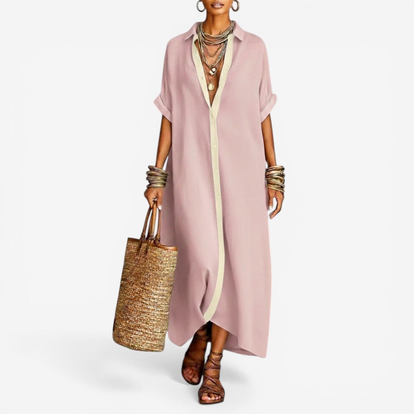 Sienna | Abito Camicia Donna Lungo Oversize Bordura Bottoni 3
