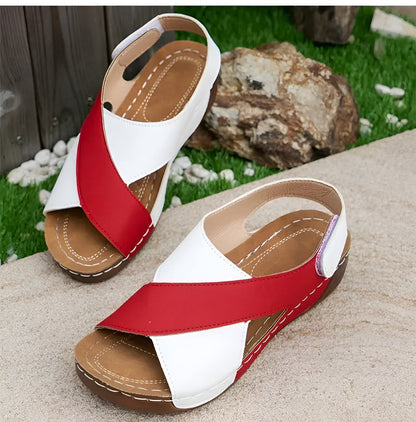 Sienna | Sandali Ortopedici Donna Slingback Zeppa Bicolore 6