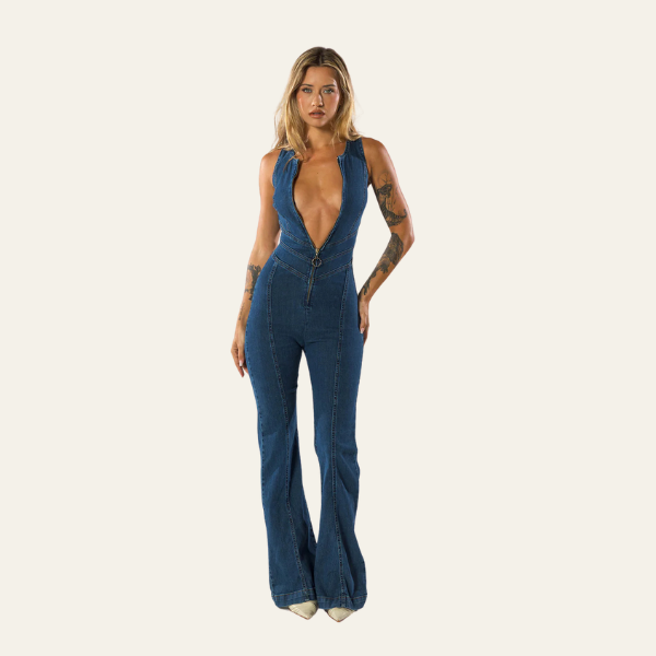 Tuta Estiva Donna Denim Elasticizzata Cut-Out - Vesarelli