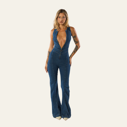 Tuta Estiva Donna Denim Elasticizzata Cut-Out - Vesarelli