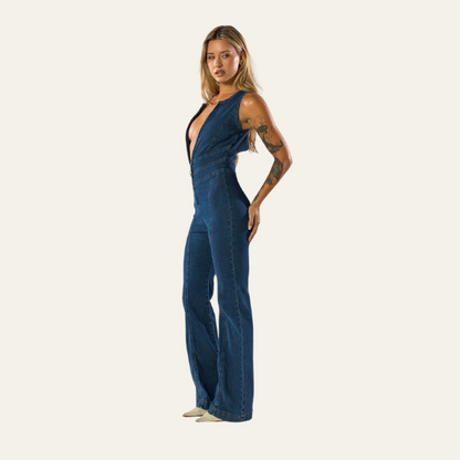 Sienna | Tuta Estiva Denim Cut-Out Elasticizzata Blue S