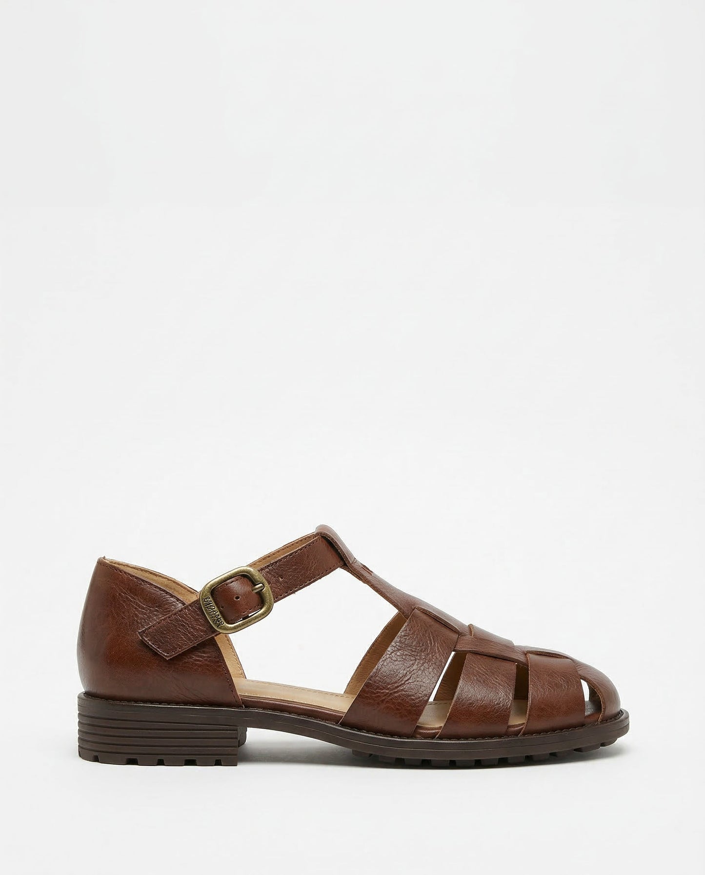 Sandalo Donna in Pelle Punta Chiusa con Fibbia Stile Fisherman - Vesarelli