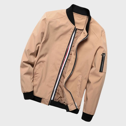 Bomber Uomo Corto con Zip e Tasca sul Braccio
