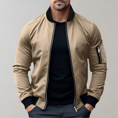 Bomber Uomo Corto con Zip e Tasca sul Braccio