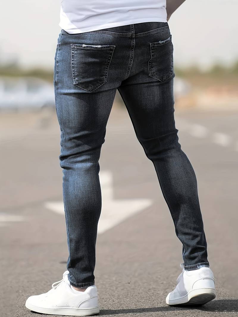 Jeans Skinny Uomo con Effetto Destroyed Fit Slim