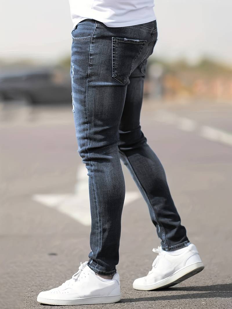 Jeans Skinny Uomo con Effetto Destroyed Fit Slim