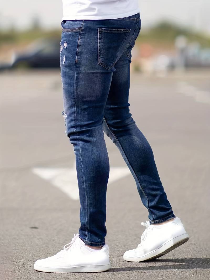 Jeans Skinny Uomo con Effetto Destroyed Fit Slim