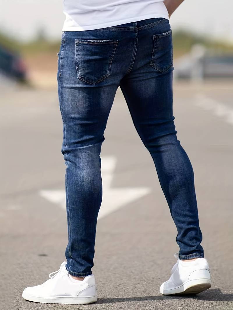 Jeans Skinny Uomo con Effetto Destroyed Fit Slim