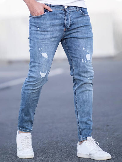Jeans Skinny Uomo con Effetto Destroyed Fit Slim