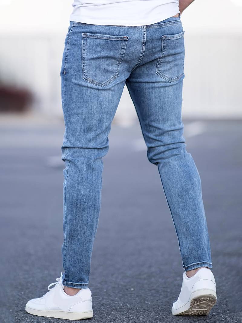 Jeans Skinny Uomo con Effetto Destroyed Fit Slim