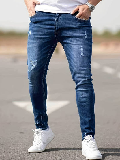 Jeans Skinny Uomo con Effetto Destroyed Fit Slim