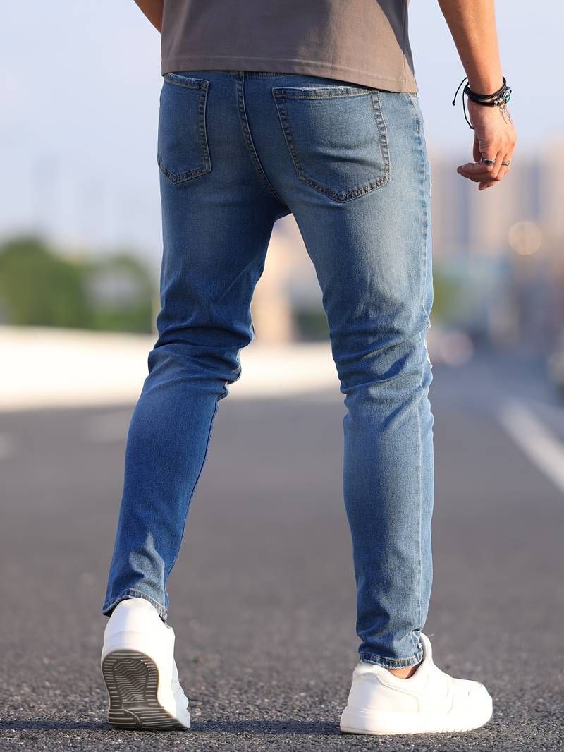 Jeans Skinny Uomo con Effetto Destroyed Fit Slim