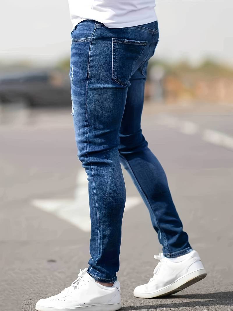 Jeans Skinny Uomo con Effetto Destroyed Fit Slim