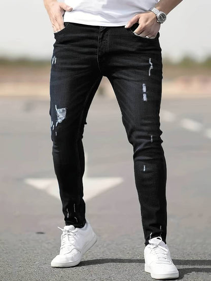 Jeans Skinny Uomo con Effetto Destroyed Fit Slim