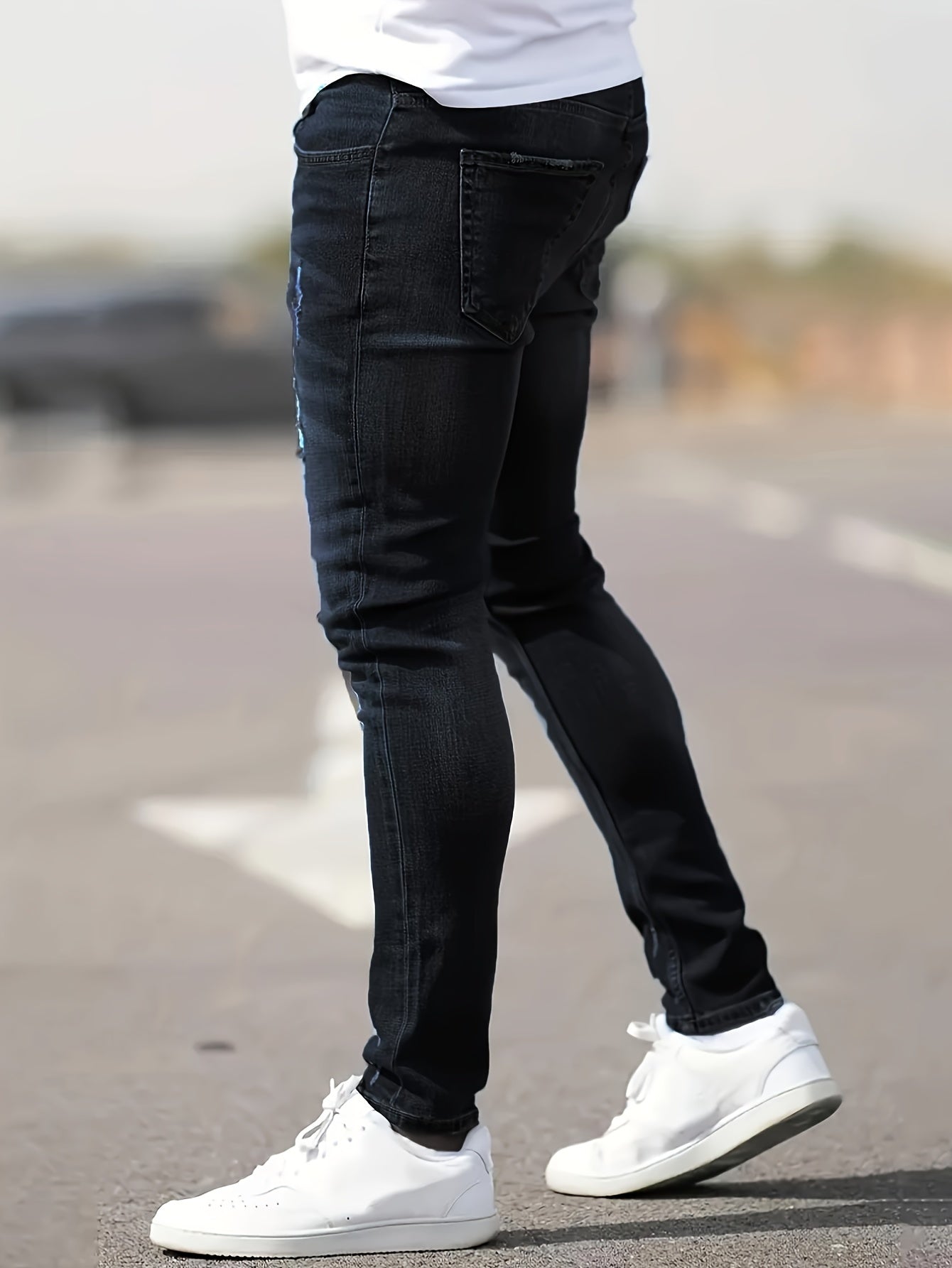 Jeans Skinny Uomo con Effetto Destroyed Fit Slim