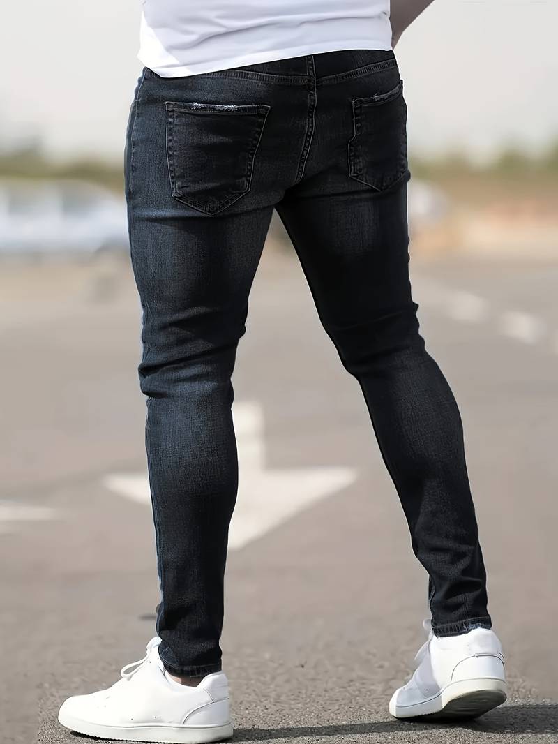 Jeans Skinny Uomo con Effetto Destroyed Fit Slim