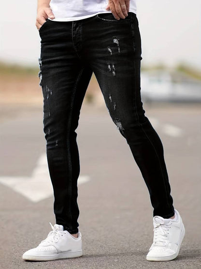 Jeans Skinny Uomo con Effetto Destroyed Fit Slim
