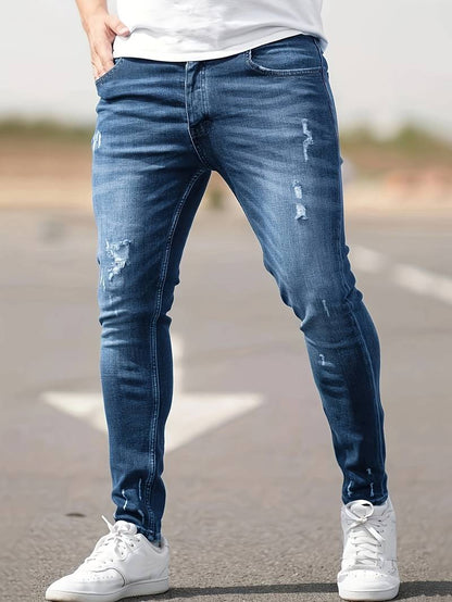 Jeans Skinny Uomo con Effetto Destroyed Fit Slim